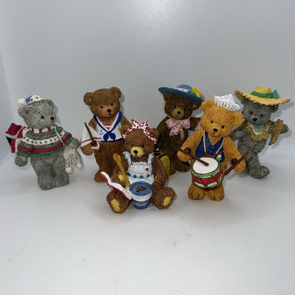 Old Tyme Teddies Teddy Bears Lot Of 6 Figurine Bronson‎ Collectible - No Boxes